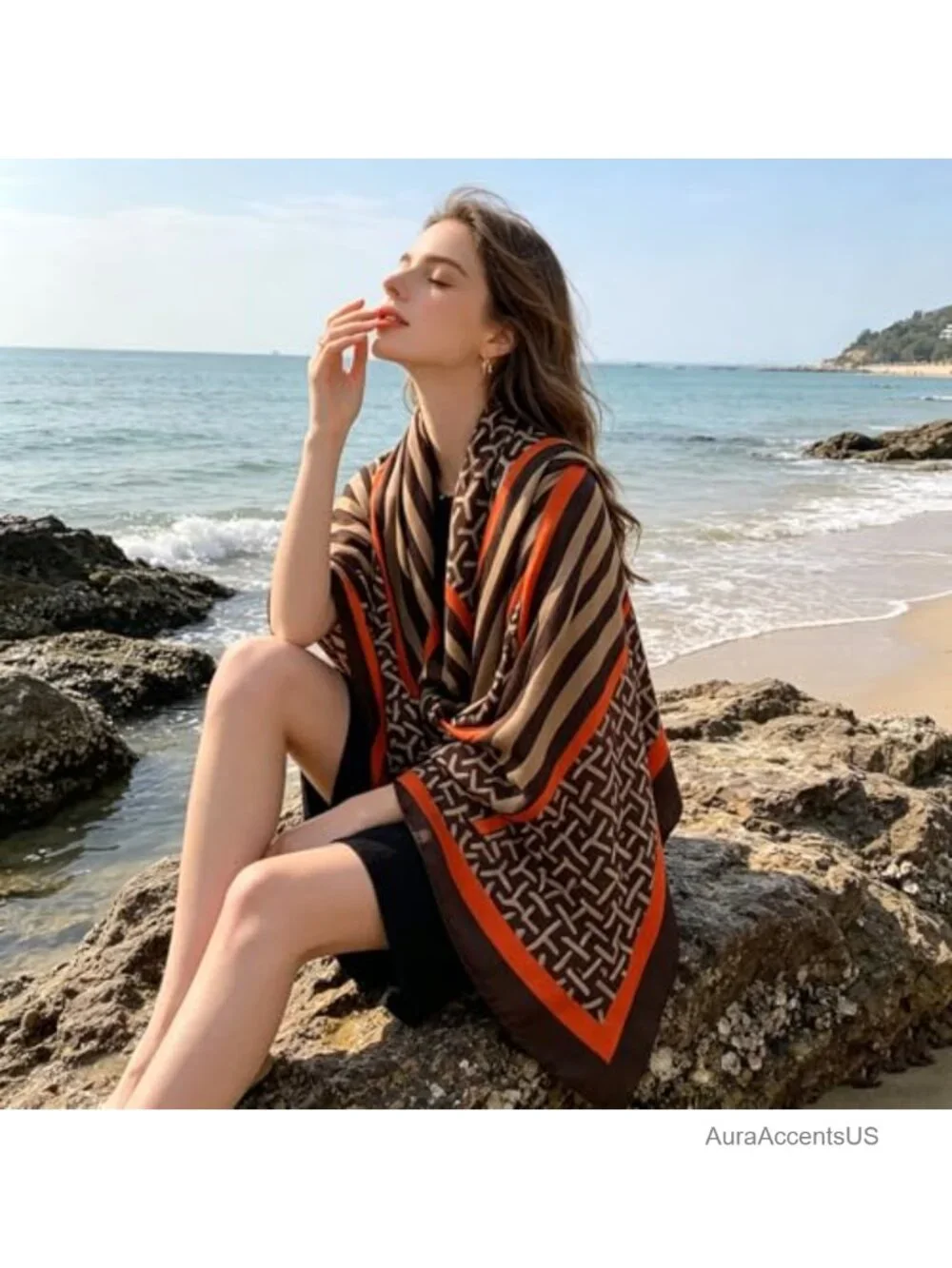 Large Silk Shawl Scarf for Women Lightweight Satin Wrap Fashion Neck Scarf